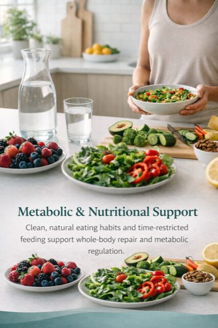 A healthy meal setup promoting metabolic and nutritional support.